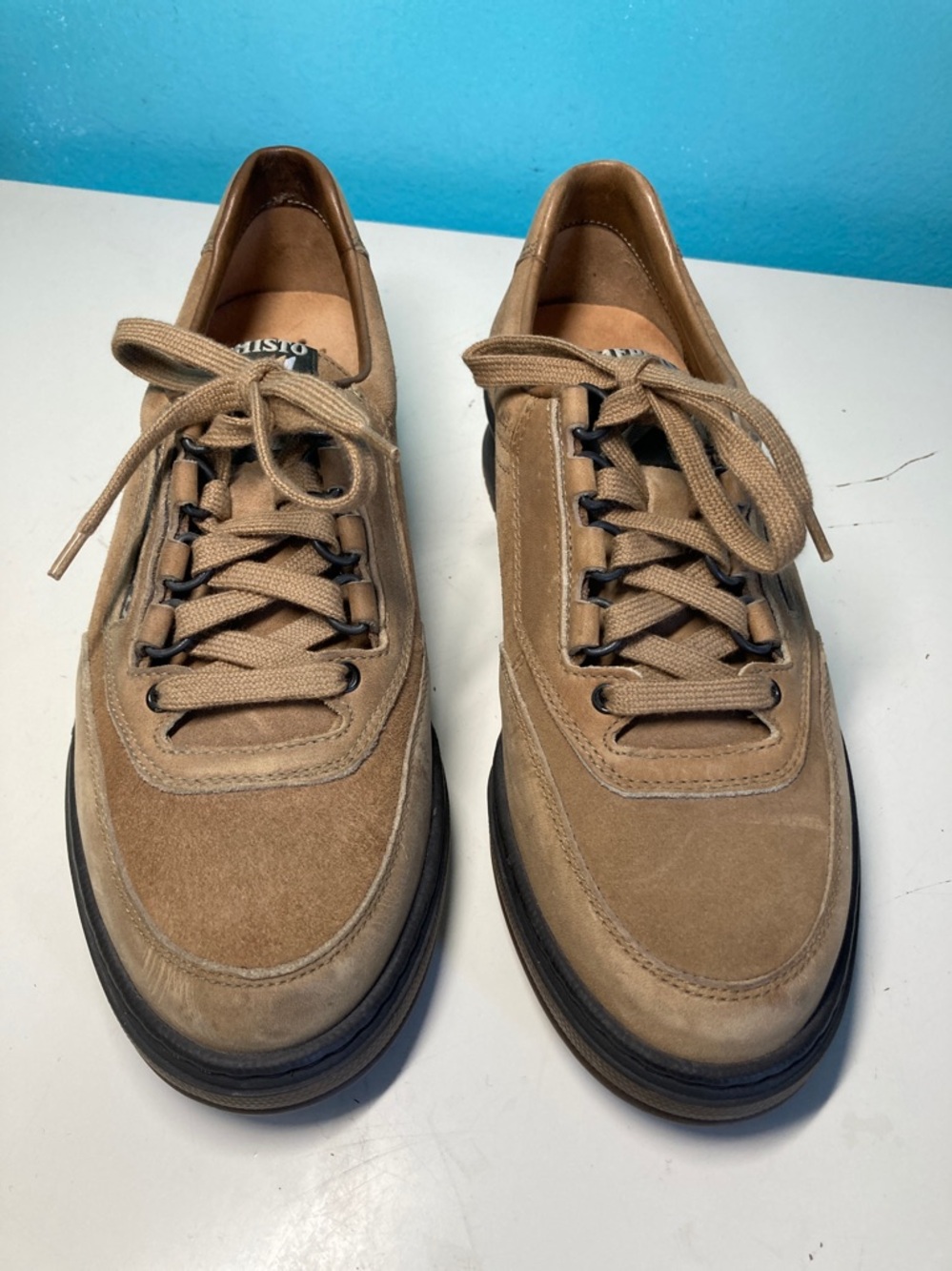 Mephisto Rush Womens Size 7.5 US Leather Comfort Sneakers Taupe (Light Tan)